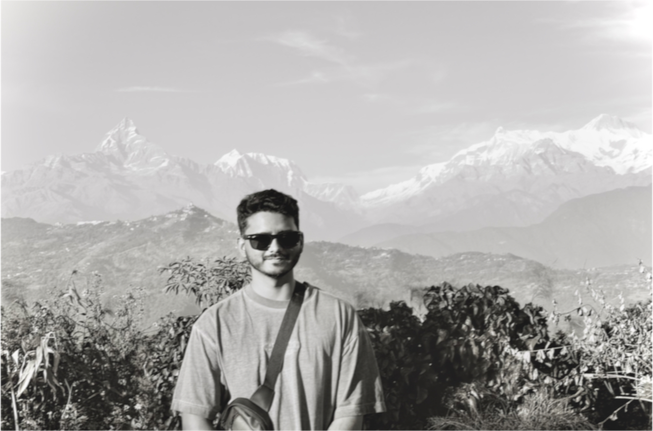 Sumeet Kumar Singh in front of a mountain landscape